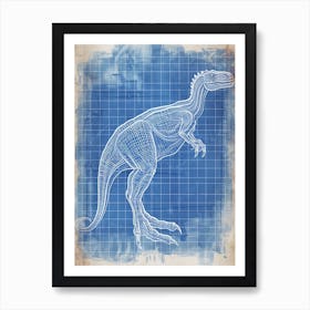 Ouranosaurus Dinosaur Blue Print Sketch 2 Art Print