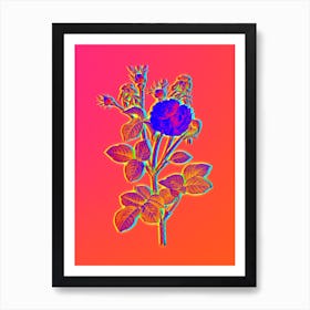 Neon Pink Agatha Rose Botanical in Hot Pink and Electric Blue n.0054 Art Print
