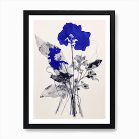 Blue Botanical Lilac 3 Poster