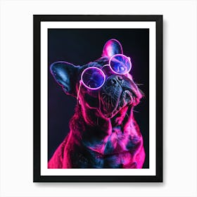 Beautiful Dog Under Neon Lights 19 Art Print