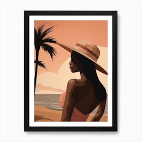 Afro-American Woman On The Beach Art Print