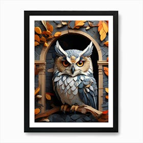 Owl In Autumn 1 Art Print