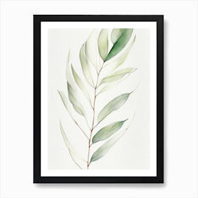 White Willow Leaf Minimalist Watercolour 5 Art Print