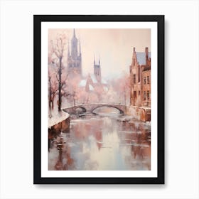 Dreamy Winter Painting Bruges Belgium 2 Art Print