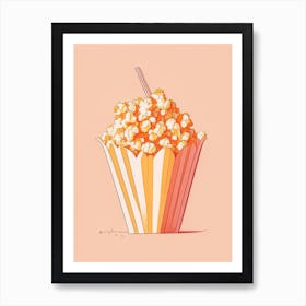 Caramel Popcorn Dessert Minimal Line Drawing Flower Art Print