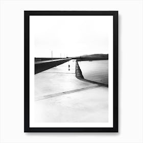 Black & White Lone Pier Walker Art Print