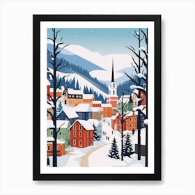 Retro Winter Illustration Bergen Norway 3 Art Print