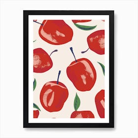 Red Apple Fruit Pattern 2 Art Print