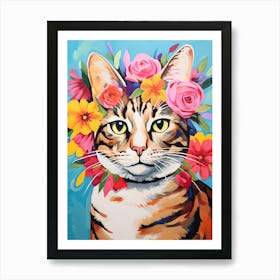 American Bobtail Cat With A Flower Crown Painting Matisse Style 3 Art Print