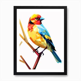 Colourful Geometric Bird American Goldfinch 1 Art Print