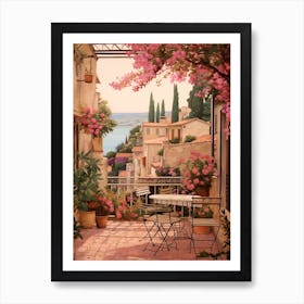 Cannes France 5 Vintage Pink Travel Illustration Art Print