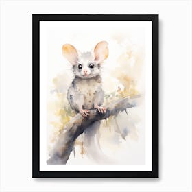 Light Watercolor Painting Of A Playful Possum 2 Art Print