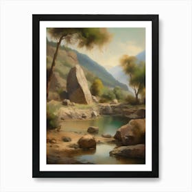 Forest Lake,Vintage Oil Painting,Farm Wall Decorations,Vintage Landscape,Vintage Landscape Oil Painting.30 Art Print