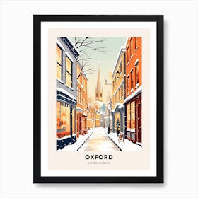 Vintage Winter Travel Poster Oxford United Kingdom 4 Art Print