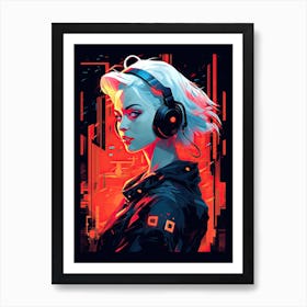 Cyborg Girl, cyberpunk Art Print