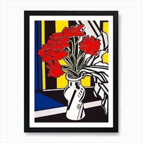 Carnation Flower Still Life  3 Pop Art Style Art Print