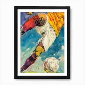 Football Player Watercolor Art (14) Art Print