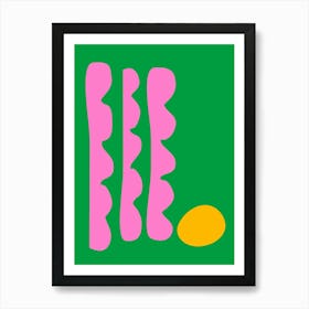 Cute Colorful Spring Green Pink and Yellow Abstract Matisse Inspired Shapes Art Print
