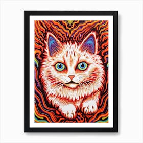 Louis Wain Kaleidoscope Psychedelic Cat 1 Art Print