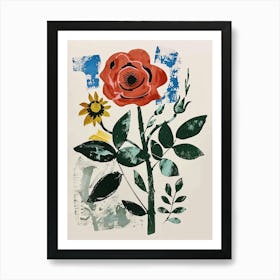 Painted Florals Rose 10 Art Print