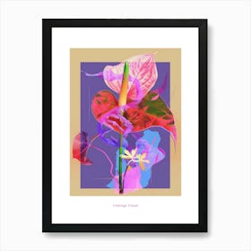 Flamingo Flower (Anthurium) 2 Neon Flower Collage Poster Art Print