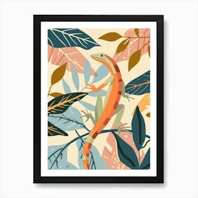 Lizard In The Leaves Modern Abstract Illustration 1 Art Print