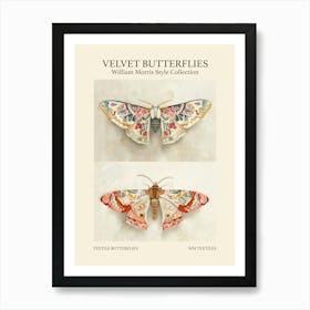 Velvet Butterflies Collection Textile Butterflies William Morris Style 6 Art Print