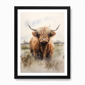 Highland Cow In The Grassy Land 2 Art Print