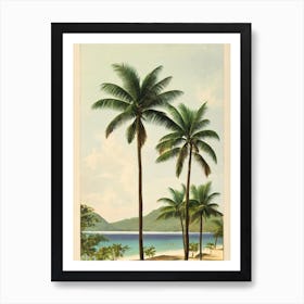 Rodney Bay Beach St Lucia Vintage Art Print