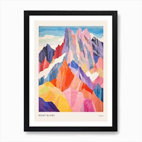 Mont Blanc France 4 Colourful Mountain Illustration Poster Art Print