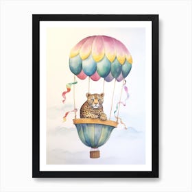 Baby Jaguar In A Hot Air Balloon Art Print