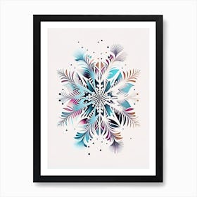 Intricate, Snowflakes, Minimal Line Drawing 4 Art Print