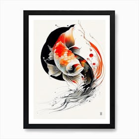 Ogon Koi Fish 1, Minimal Line Drawing Art Print