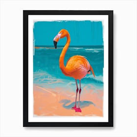 Greater Flamingo Ra Lagartos Yucatan Mexico Tropical Illustration 2 Art Print