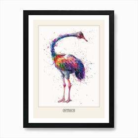 Ostrich Colourful Watercolour 2 Poster Art Print
