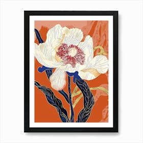 Colourful Flower Illustration Peony 2 Art Print