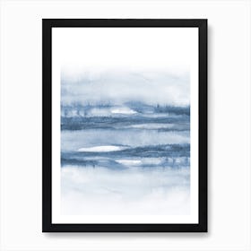 Blue Water Watercolor Brush Art Print