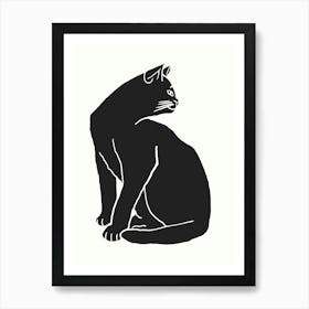 Black Cat On White Art Print