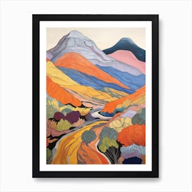 Mullach Nan Coirean Scotland Colourful Mountain Illustration Art Print