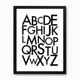 Alphabet Lettering Black and White Art Print