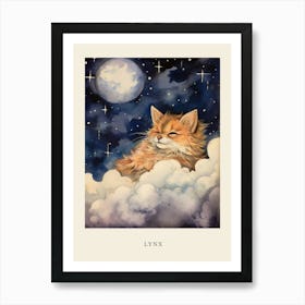 Baby Lynx 2 Sleeping In The Clouds Nursery Poster Art Print