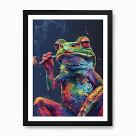 Frog Smoking A Pipe Art Print