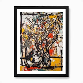 Magnolia With A Cat 1 Abstract Expressionism  Art Print