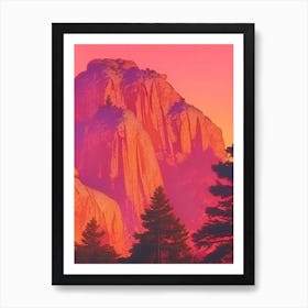 Mount Rushmore Retro Sunset Art Print