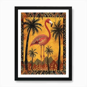 Greater Flamingo And Palm Trees Boho Print 3 Art Print