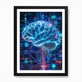 Abstract Digital Painting Of A Human Brain Neural Connections Resembling An Elaborate Circuit Its (7) Art Print