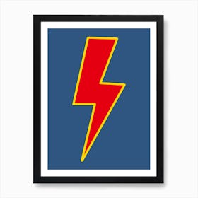 Blue, Yellow & Red Lightning Bolt Affiche