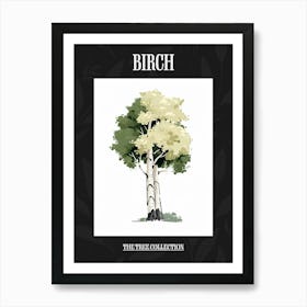 Birch Tree Pixel Illustration 1 Poster Art Print