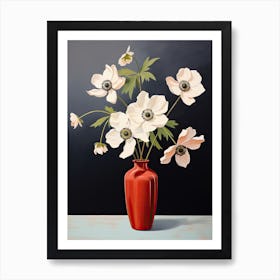 Bouquet Of Japanese Anemone Flowers, Autumn Fall Florals Painting 0 Art Print