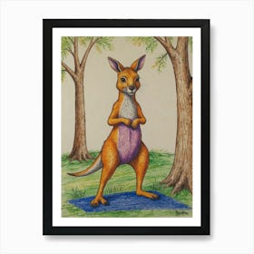 Kangaroo Yoga 6 Art Print